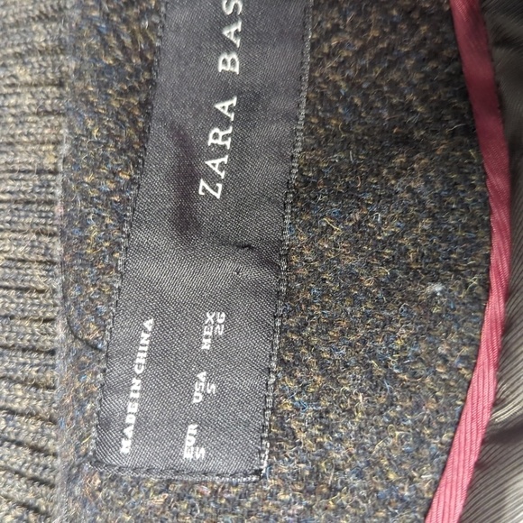 Zara Hooded Wool Zip Pea Coat Gray S preppy winter classic utility mid length - Picture 6 of 8